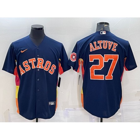 Men's Houston Astros #27 Jose Altuve Navy With Patch Cool Base Stitched Jersey