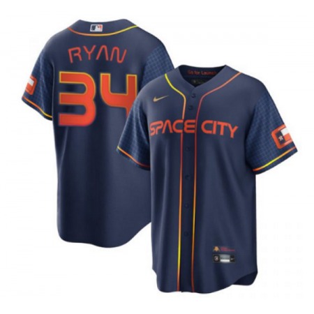 Men's Houston Astros #34 Nolan Ryan 2022 Navy City Connect Cool Base Stitched Jersey