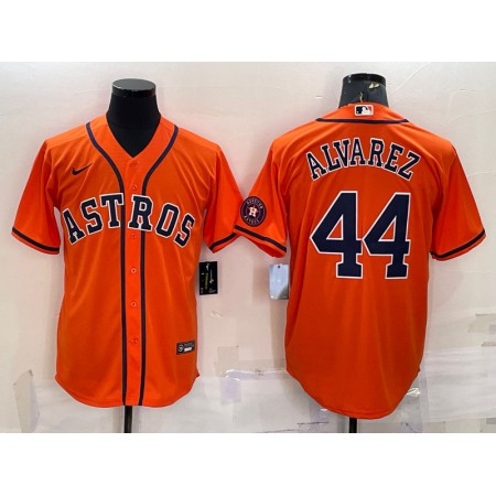 Men's Houston Astros #44 Yordan Alvarez Orange With Patch Cool Base Stitched Jersey