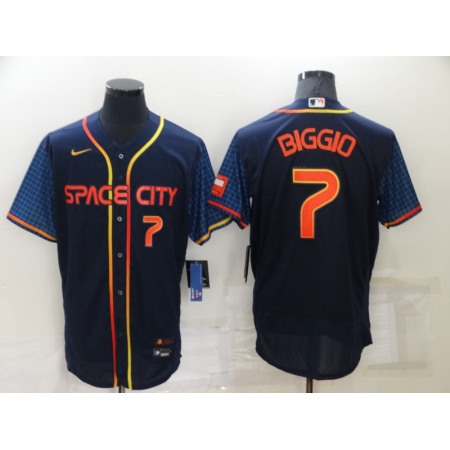 Men's Houston Astros #7 Craig Biggio 2022 Navy City Connect Flex Base Stitched Baseball Jersey