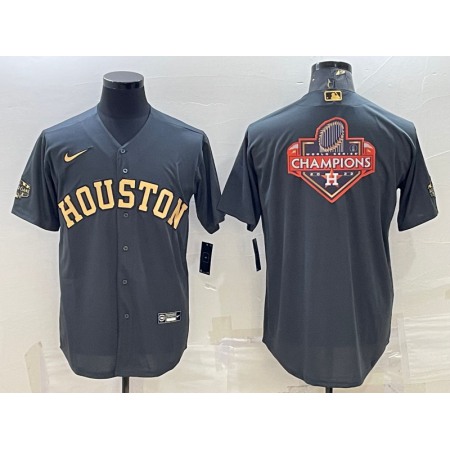 Men's Houston Astros All-Star Charcoal 2022 World Series Champions Team Big Logo Cool Base Stitched Jersey