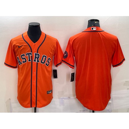 Men's Houston Astros Blank Orange With Patch Cool Base Stitched Jersey