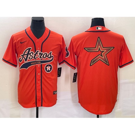 Men's Houston Astros Orange Team Big Logo With Patch Cool Base Stitched Baseball Jersey