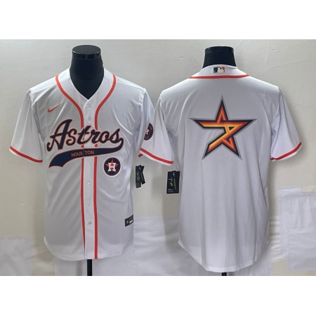 Men's Houston Astros White Team Big Logo With Patch Cool Base Stitched Baseball Jersey