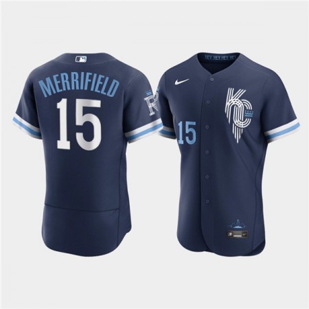 Men's Kansas City Royals #15 Whit Merrifield 2022 Navy City Connect Flex Base Stitched MLB Jersey