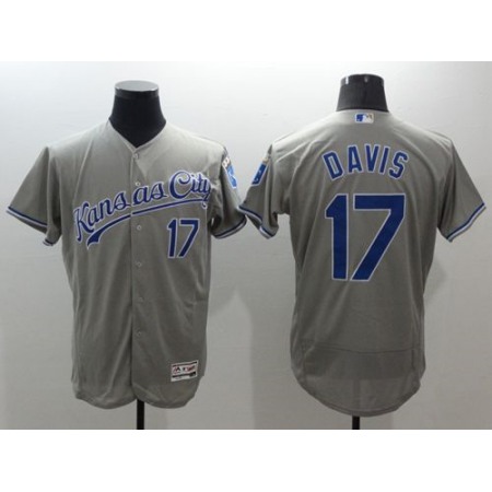 Royals #17 Wade Davis Grey Flexbase Authentic Collection Stitched MLB Jersey