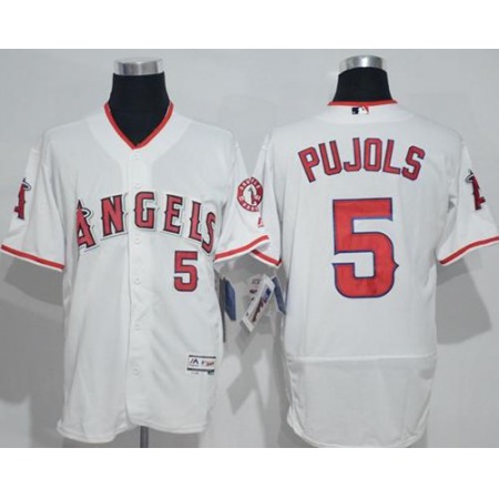 Angels of Anaheim #5 Albert Pujols White Flexbase Authentic Collection Stitched MLB Jersey