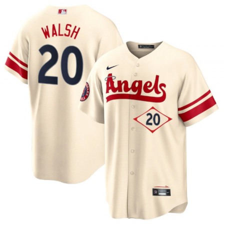 Men's Los Angeles Angels #20 Jared Walsh 2022 Cream City Connect Cool Base Stitched Jersey