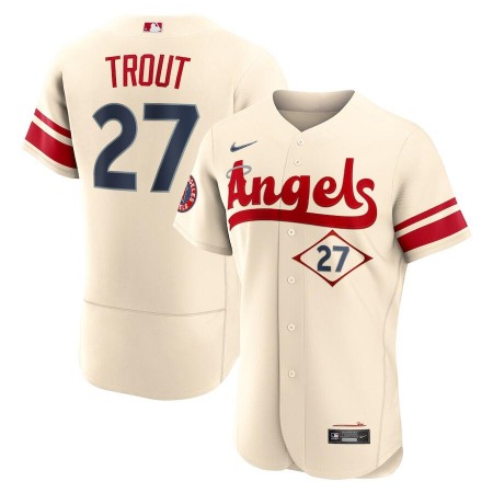 Men's Los Angeles Angels #27 Mike Trout 2022 Cream City Connect Flex Base Stitched Jersey