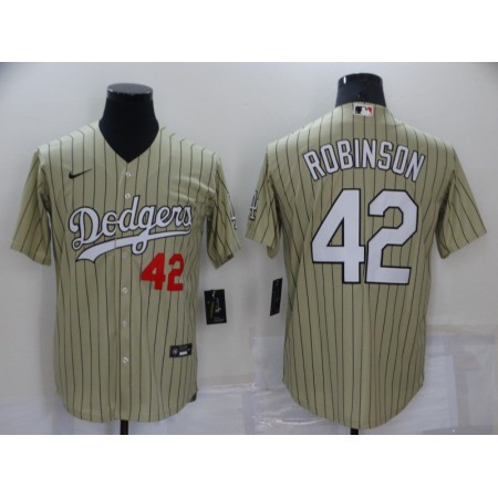 Men's Los Angeles Dodgers #42 Jackie Robinson Cream Cool Base Stitched Jersey