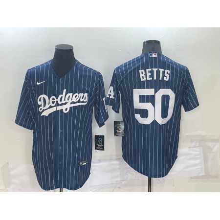 Men's Los Angeles Dodgers #50 Mookie Betts Navy Cool Base Stitched Baseball Jersey