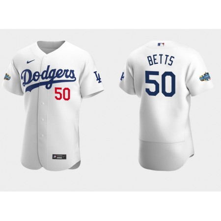 Men's Los Angeles Dodgers #50 Mookie Betts White 2020 All Stars Stitched Jersey