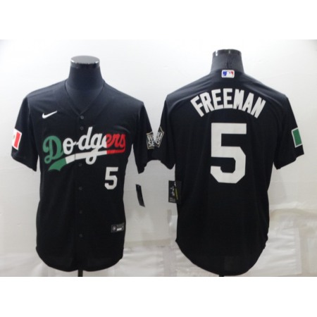 Men's Los Angeles Dodgers #5 Freddie Freeman Black Cool Base Stitched Baseball Jersey