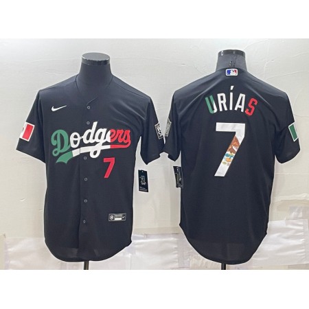 Men's Los Angeles Dodgers #7 Julio Urias Black Mexico Cool Base Stitched Baseball Jersey