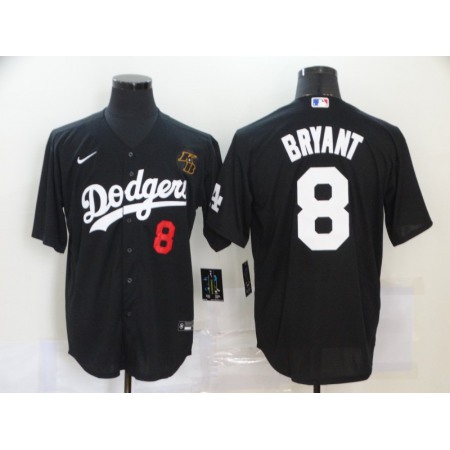 Men's Los Angeles Dodgers #8 Kobe Bryant Black 2020 KB Patch Cool Base Stitched Jersey