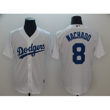 Men's Los Angeles Dodgers #8 Manny Machado White Cool Base Player Stitched MLB Jersey