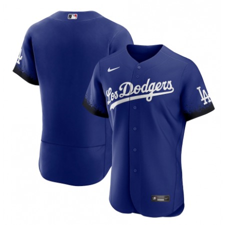 Men's Los Angeles Dodgers Blank 2021 Royal City Connect Flex Base Stitched Baseball Jersey