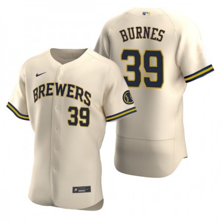 Men's Milwaukee Brewers #39 Corbin Burnes Cream Flex Base Stitched MLB Jersey