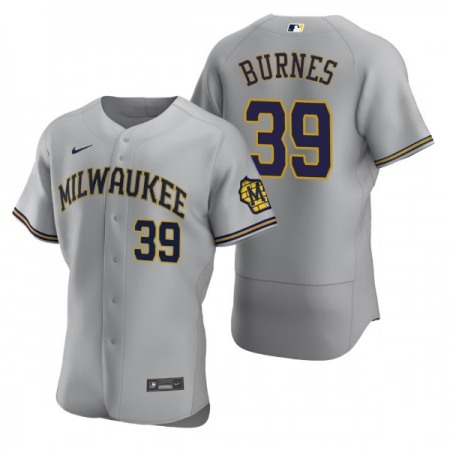 Men's Milwaukee Brewers #39 Corbin Burnes Grey Flex Base Stitched MLB Jersey