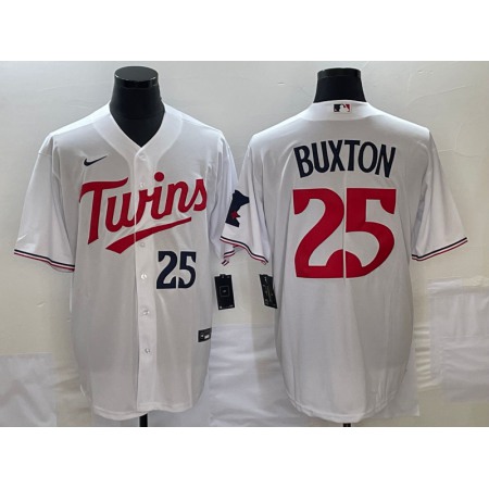 Men's Minnesota Twins #25 Byron Buxton White Cool Base Stitched Jersey