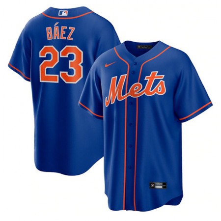 Men's New York Mets #23 Javier Baez Royal Cool Base Stitched Jersey