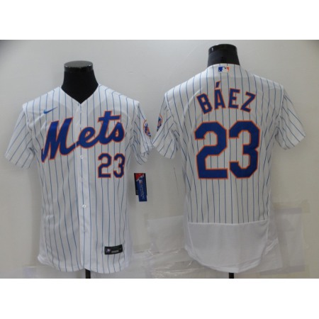 Men's New York Mets #23 Javier Baez White Flex Base Stitched Baseball Jersey