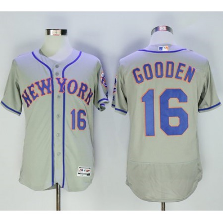 Mets #16 Dwight Gooden Grey Flexbase Authentic Collection Stitched MLB Jersey