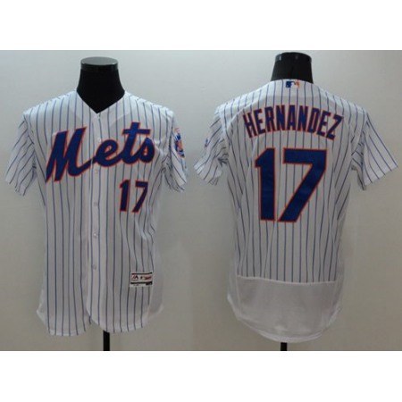 Mets #17 Keith Hernandez White(Blue Strip) Flexbase Authentic Collection Stitched MLB Jersey