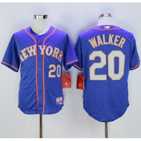 Mets #20 Neil Walker Blue(Grey NO.) Alternate Road Cool Base Stitched MLB Jersey