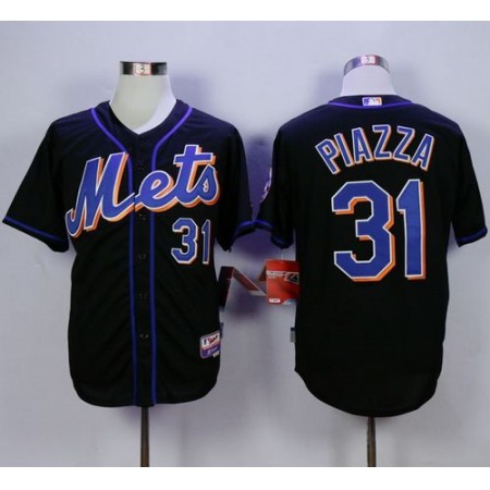 Mets #31 Mike Piazza Black Cool Base Stitched MLB Jersey