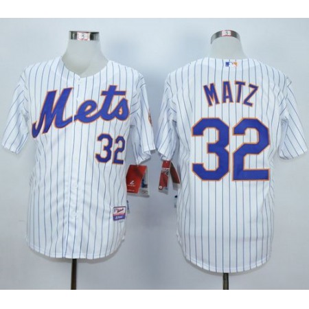 Mets #32 Steven Matz White(Blue Strip) Home Cool Base Stitched MLB Jersey