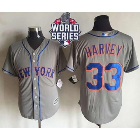 Mets #33 Matt Harvey New Grey Cool Base W/2015 World Series Patch Stitched MLB Jersey