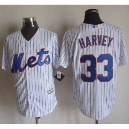 Mets #33 Matt Harvey White(Blue Strip) New Cool Base Stitched MLB Jersey