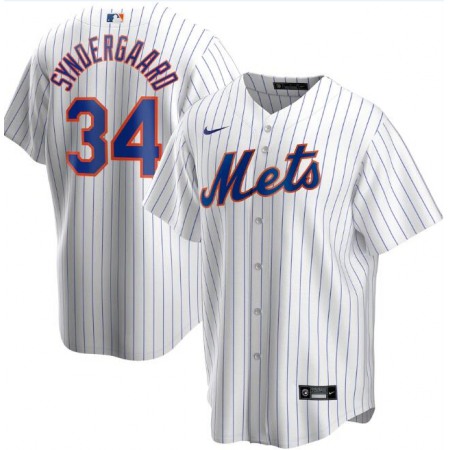 Men's New York Mets #34 Noah Syndergaard White Cool Base Stitched Jersey