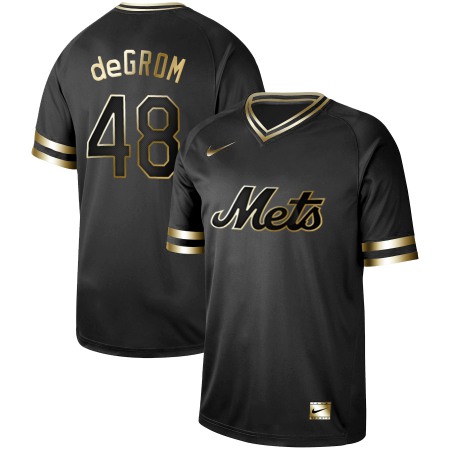 Men's New York Mets #48 Jacob deGrom Black Gold Stitched MLB Jersey