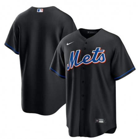 Men's New York Mets Blank 2022 Black Cool Base Stitched Baseball Jersey