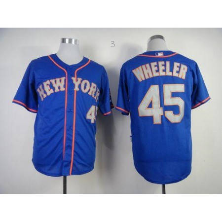 Mets #45 Zack Wheeler Blue(Grey NO.) Alternate Road Cool Base Stitched MLB Jersey