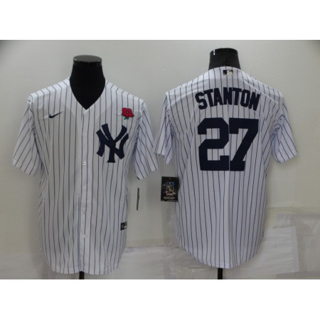 Men's New York Yankees #27 Giancarlo Stanton White Cool Base Stitched Baseball Jersey