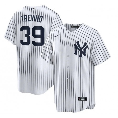 Men's New York Yankees #39 Jose Trevino White Cool Base Stitched Baseball Jersey