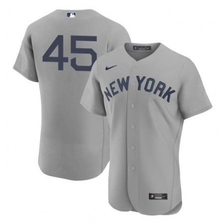 Men's New York Yankees #45 Gerrit Cole 2021 Grey Field of Dreams Flex Base Stitched Baseball Jersey