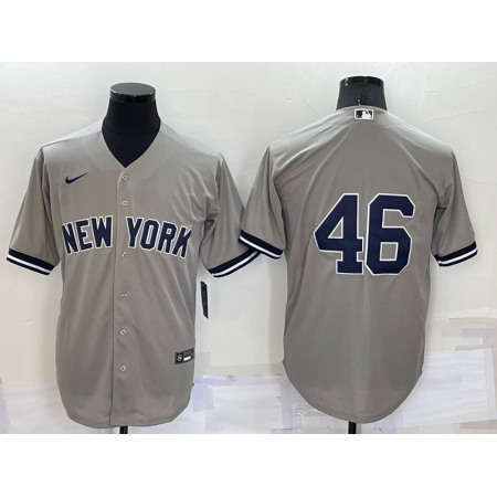 Men's New York Yankees #46 Andy Pettitte Grey Cool Base Stitched Baseball Jersey