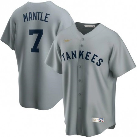 Men's New York Yankees #7 Mickey Mantle Grey Cool Base Stitched Jersey