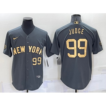 Men's New York Yankees #99 Aaron Judge 2022 All-Star Charcoal Cool Base Stitched Baseball Jersey