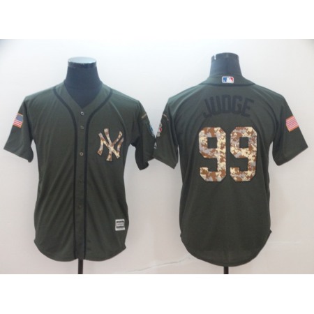 Men's New York Yankees #99 Aaron Judge Green Salute To Service Cool Base Stitched MLB Jersey