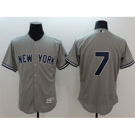 Yankees #7 Mickey Mantle Grey Flexbase Authentic Collection Stitched MLB Jersey