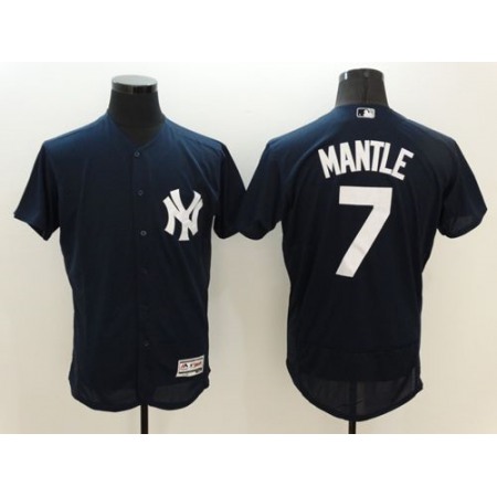 Yankees #7 Mickey Mantle Navy Blue Flexbase Authentic Collection Stitched MLB Jersey