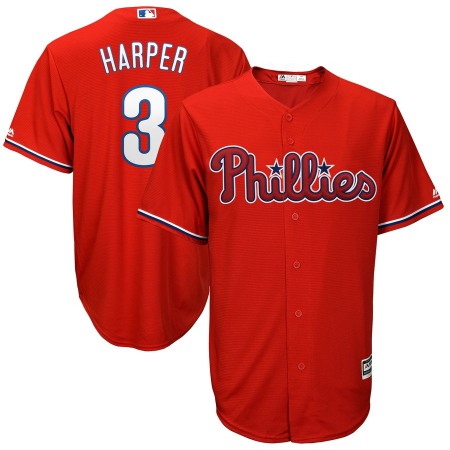 Men's Philadelphia Phillies #3 Bryce Harper Red Cool Base Stitched MLB Jersey