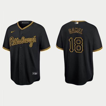 Men's Pittsburgh Pirates #18 Ben Gamel Black Cool Base Stitched Jersey