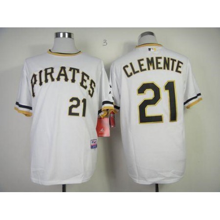 Pirates #21 Roberto Clemente White Alternate 2 Cool Base Stitched MLB Jersey