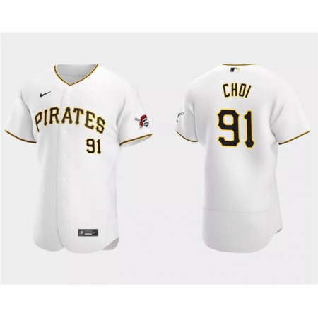 Men's Pittsburgh Pirates #91 Ji Man Choi White Flex Base Stitched Baseball Jersey